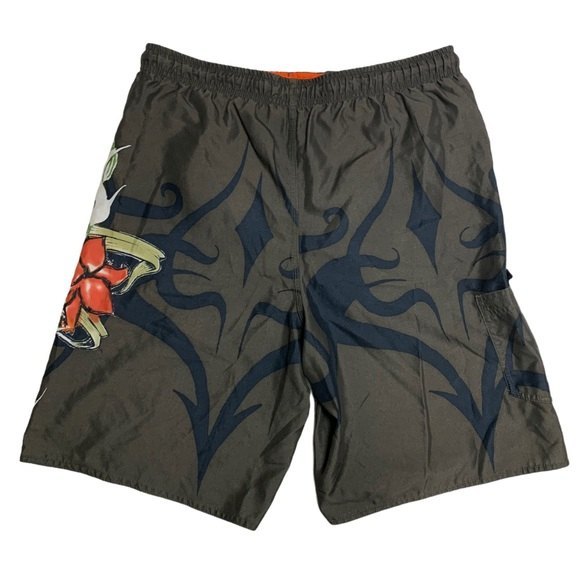 Bathing Suit Khaki Tribal Cobra Snake Pattern Swim Trunks Pool Beach Water Short - Picture 2 of 11